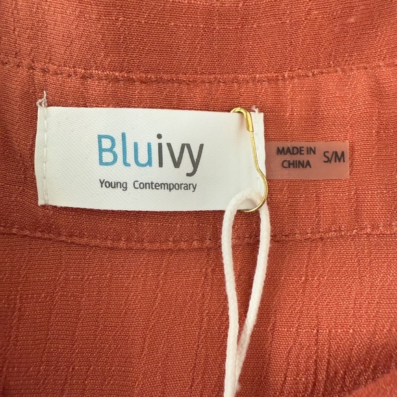 Bluivy Shirt Dress Flowy Coverup, Burnt 🍊, Size S/M - Picture 9 of 14